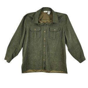 Women’s Olive Green Button Down Utility Shirt Long Sleeve Size XL